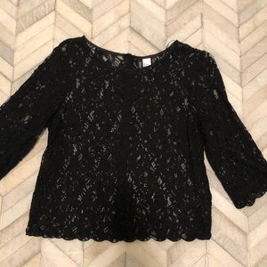 H&M Black Lace 3/4 Length Top